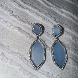 Elegant Drop Earrings - glass/clear/white